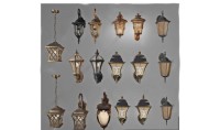 Wrought iron outdoor wall lamp combination 3D model